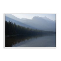 Stupell Industries Foggy Lakeside Trees Landscape Photography White Framed Art Print Wall Art, 24 x 16