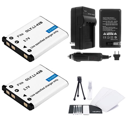 LI-42B Battery 2-Pack Bundle with Rapid Travel Charger and UltraPro Accessory Kit for Select Olympus Cameras Including FE-350  FE-360  FE-3000  FE-3010  and FE-4000