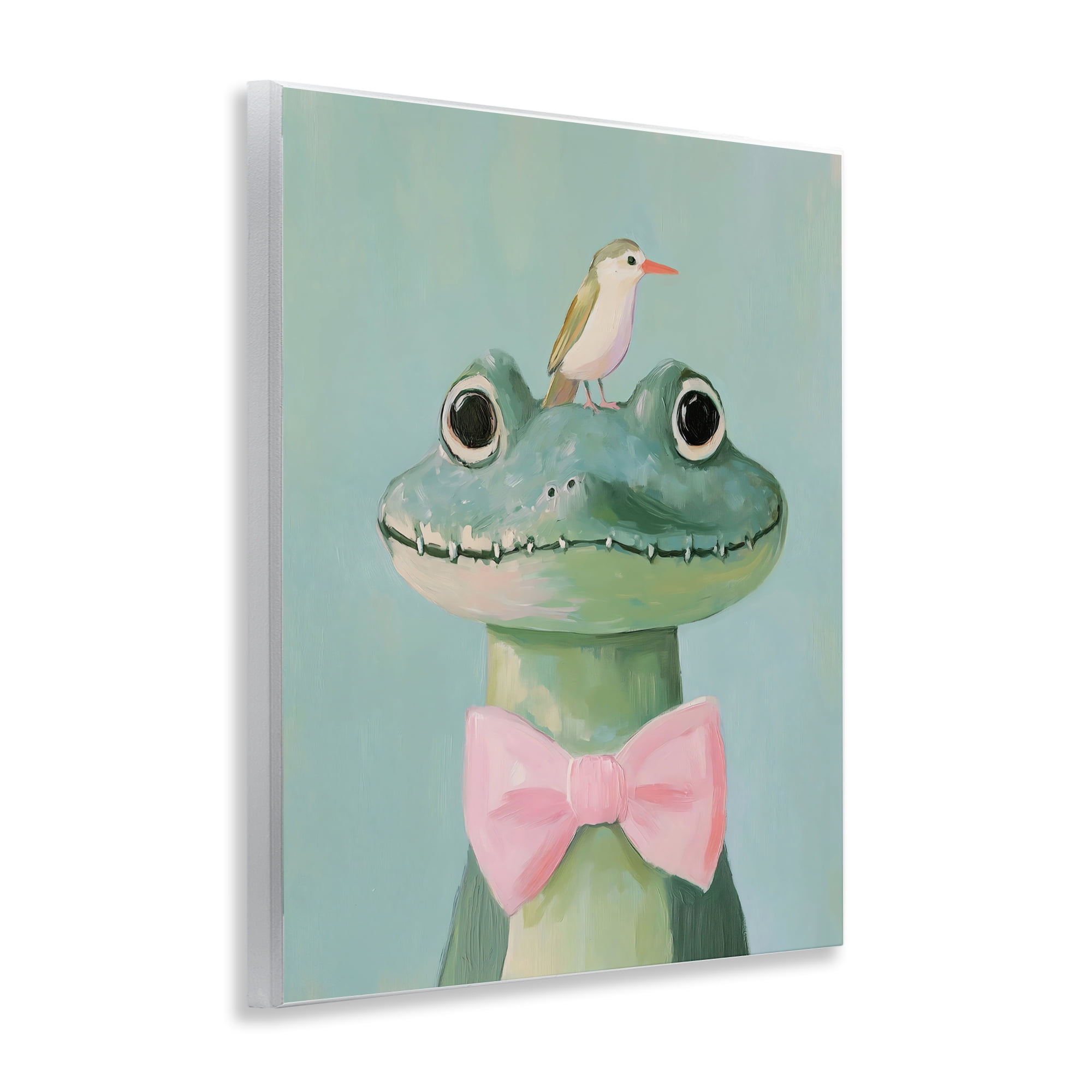Stupell Industries Crocodile & Bird with Bowtie Wall Plaque Art, design by The Prints Vibe