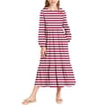 thumbnail image 2 of UQJfacai Girls Ruffle Maxi Dress Striped Long Sleeve Crewneck Casual Flowy Tiered Dress with Pockets Party Holiday Outfits 4-15 Years, 2 of 6