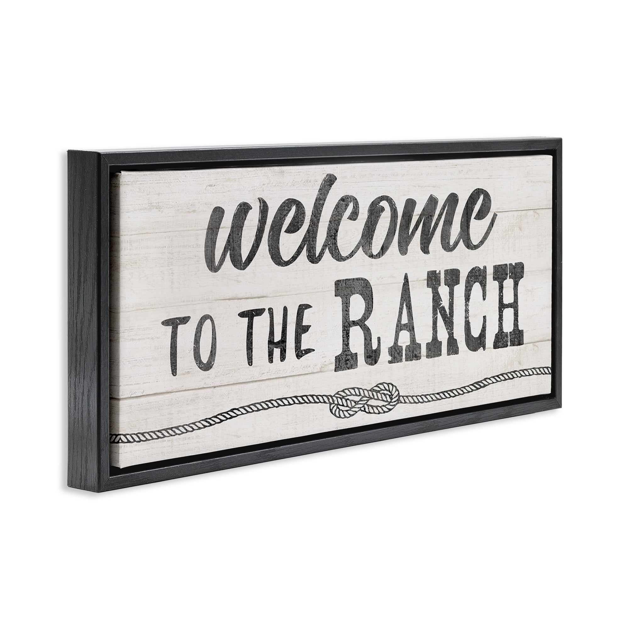 Stupell Industries Welcome to Ranch Rustic Text & Numbers Painting Black Floater Framed Canvas Art Print Wall Art, 25 x 11