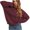 Wine, variant on Wenini Women's Fall Winter Fashion Sweater Round Neck Solid Color Long Sleeve Knit Pullover Sweater Top