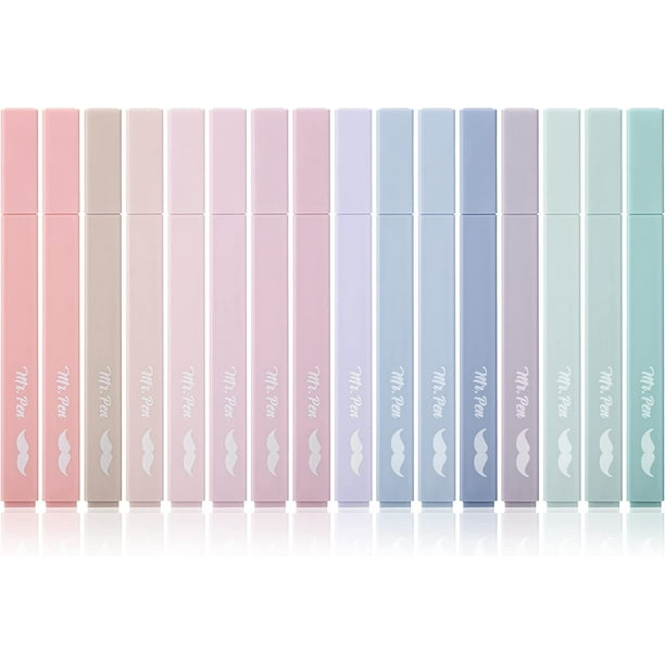 Mr. Pen- Resaltadores lindos estéticos, 8 piezas, punta de cincel, colores terrosos, colores surtidos, juego de resaltadores pastel bíblicos sin sangrado