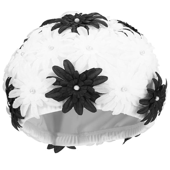 Yvsxxv 1 Style 4 Handmade Pearl Flower Swim Caps Super Stretch Petal Bathing Cap for Women
