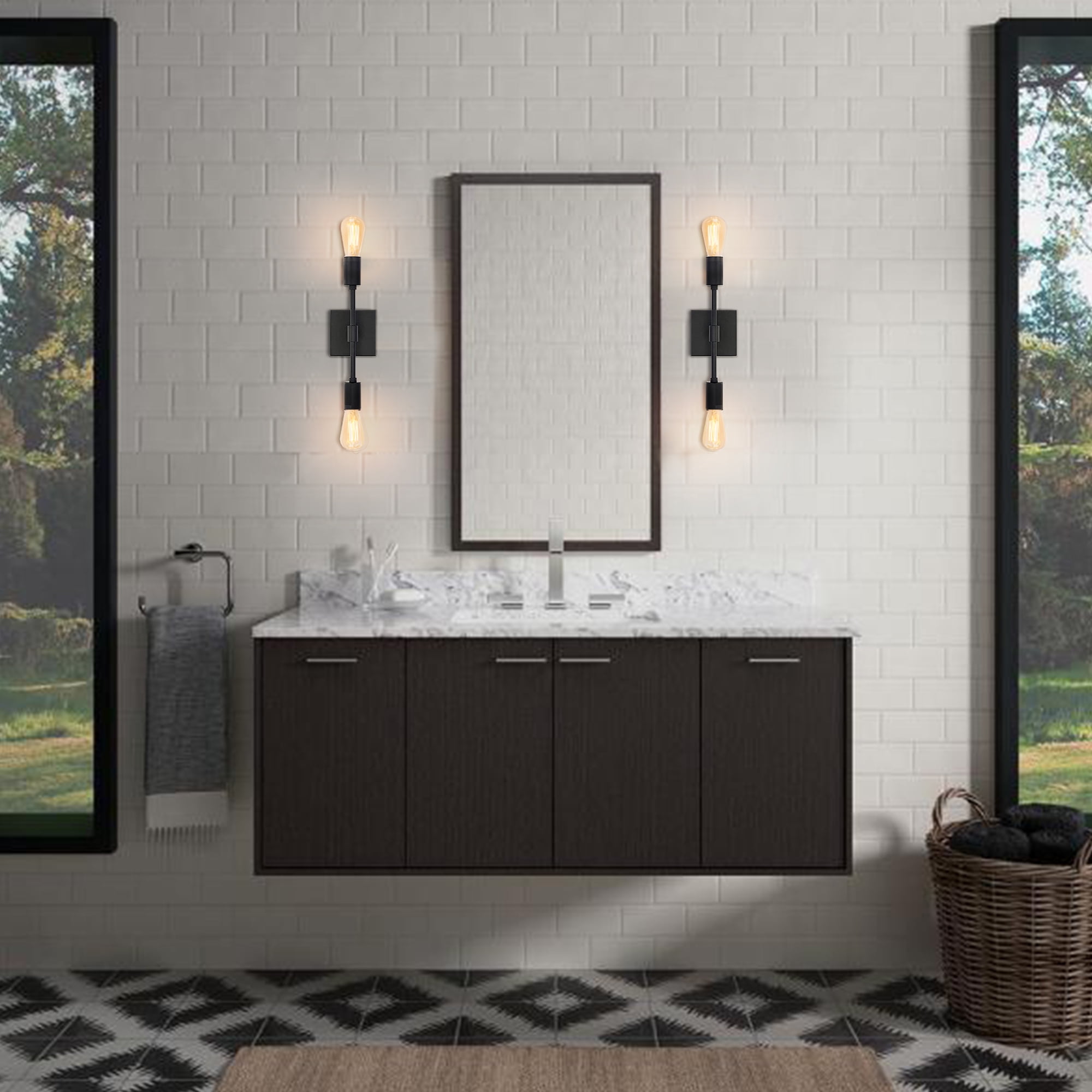 peber opfindelse Valnød Matte Black Bathroom Vanity Light Fixtures, Modern Bathroom Wall Sconces,  Industrial Wall Sconce Lighting for Bathroom Bedroom Living Room Hallway,1  Pack" - Walmart.com