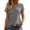 Gray, variant on Staron Women's Short Sleeve Tops V-Neck Button Down Casual Blouse Mesh Knit Basic Tee Shirt, Khaki L