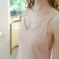 thumbnail image 2 of Defitshape Women's Sleeveless Nightgown Night Gown Ribbed Knit Textured Frilly Hem Long Sleep Dress Cami Summer Ruched V Neck Spaghetti Strap Loose Soft Sleepwear Pink Medium, 2 of 4