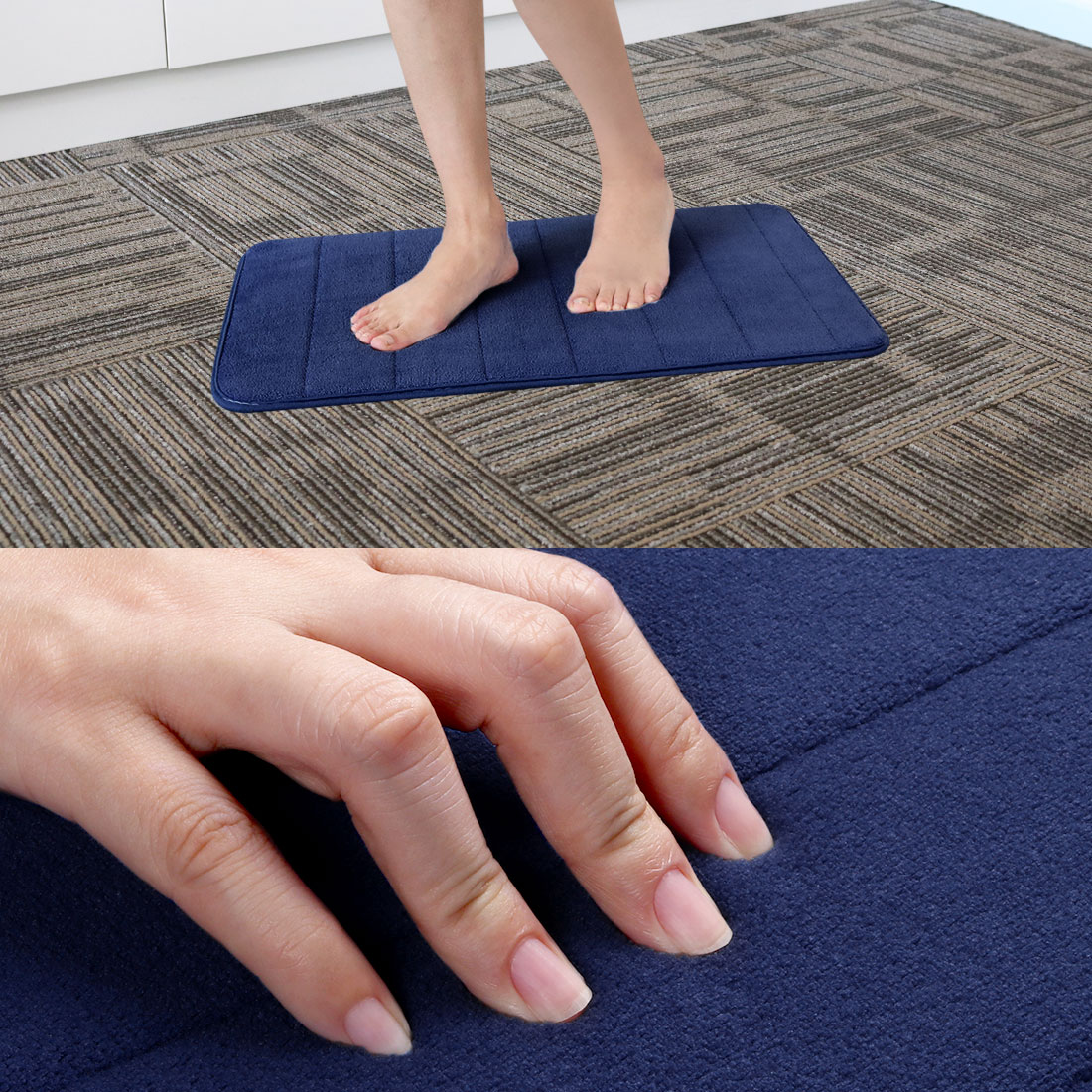 Unique Bargains 2-Piece Memory Foam Non-slip Floor Rug 24" x 16" Royal Blue