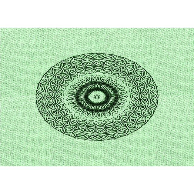Ahgly Company Machine Washable Indoor Rectangle Transitional Mint Green Area Rugs, 8' x 10'
