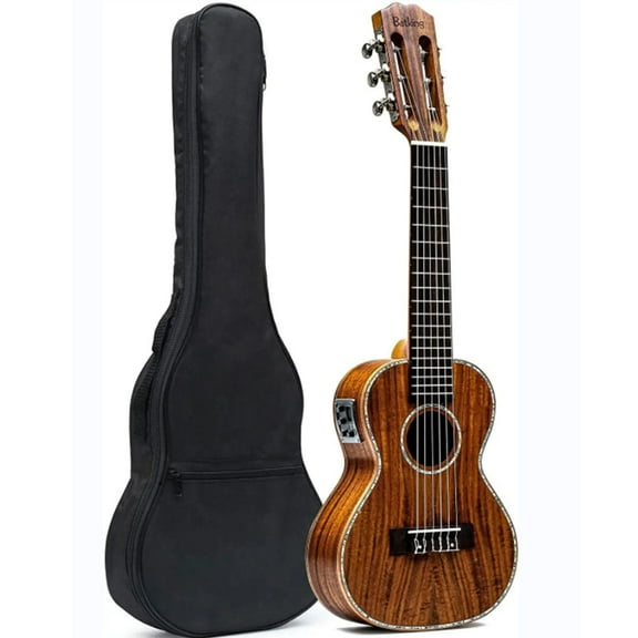 Batking Guitalele 28 inch Acoustic 6 Strings Electric Guitar Ukulele Mini Travel Guitarlele KOA Wood Ukelele with Gig bag