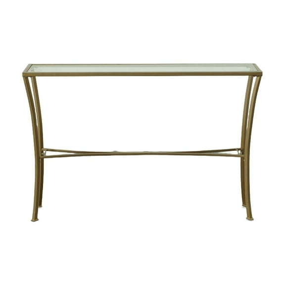 Contemporary Home Living Rectangular Glass Top Console Table - 48" - Antique Gold