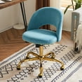 thumbnail image 1 of Ktaxon Office Desk Chair Adjustable Flannel Computer Task Chair Small Rolling Vanity Stool with Wheels for Study Make-up Dressing Blue, 1 of 7