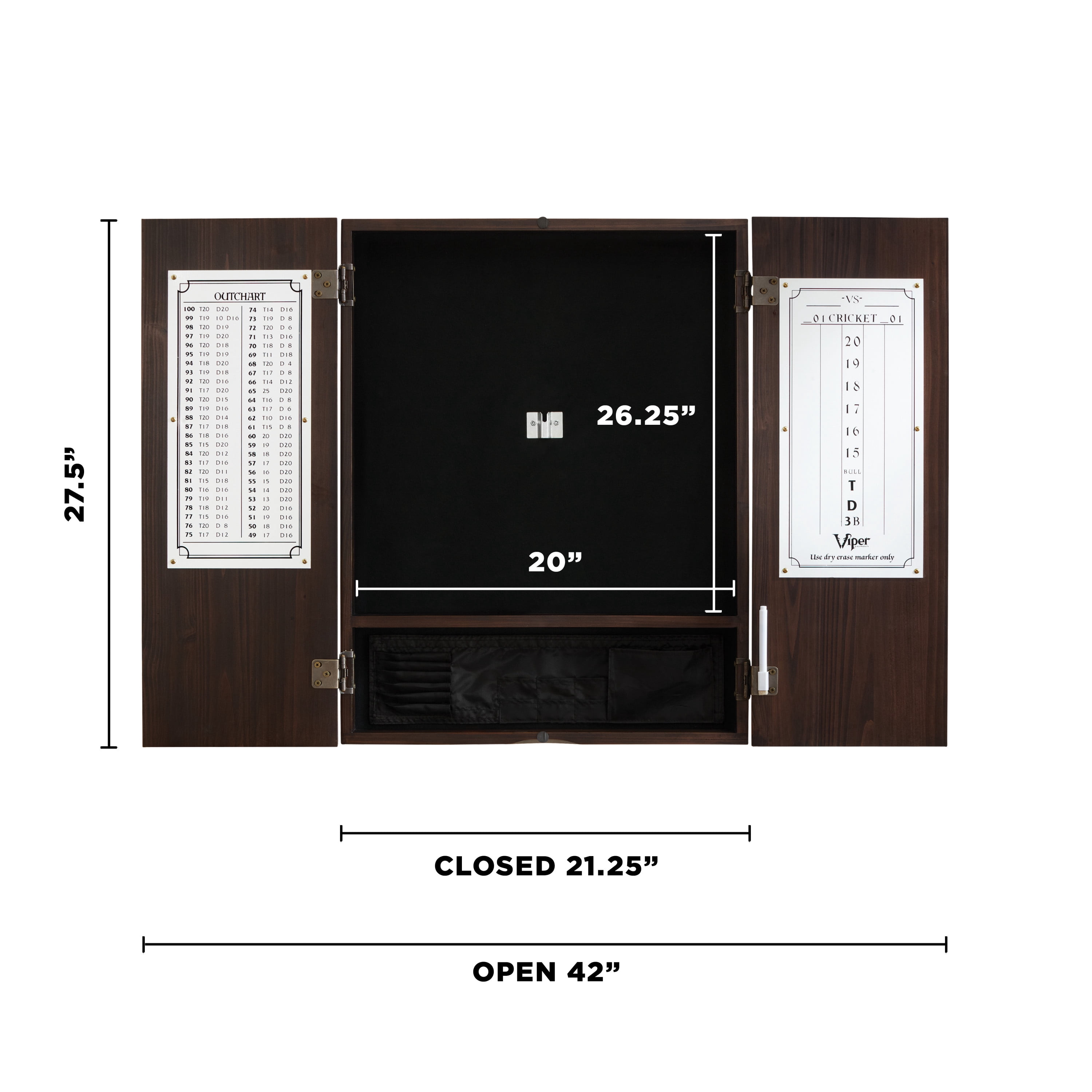 Viper Metropolitan Sisal Fiber Bristle Dartboard and Cabinet Bundle: Standard Set (Shot King Dartboard), Espresso Finish