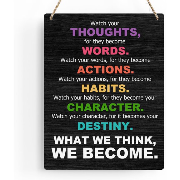 8x10 Inch Inspirational Quotes Watch Your Words Wall Art Motivational Classroom Sign Modern Wood Plaque Wall Art For Office Home Nursery Classroom Living Room Bedroom Wall Decor Giftes