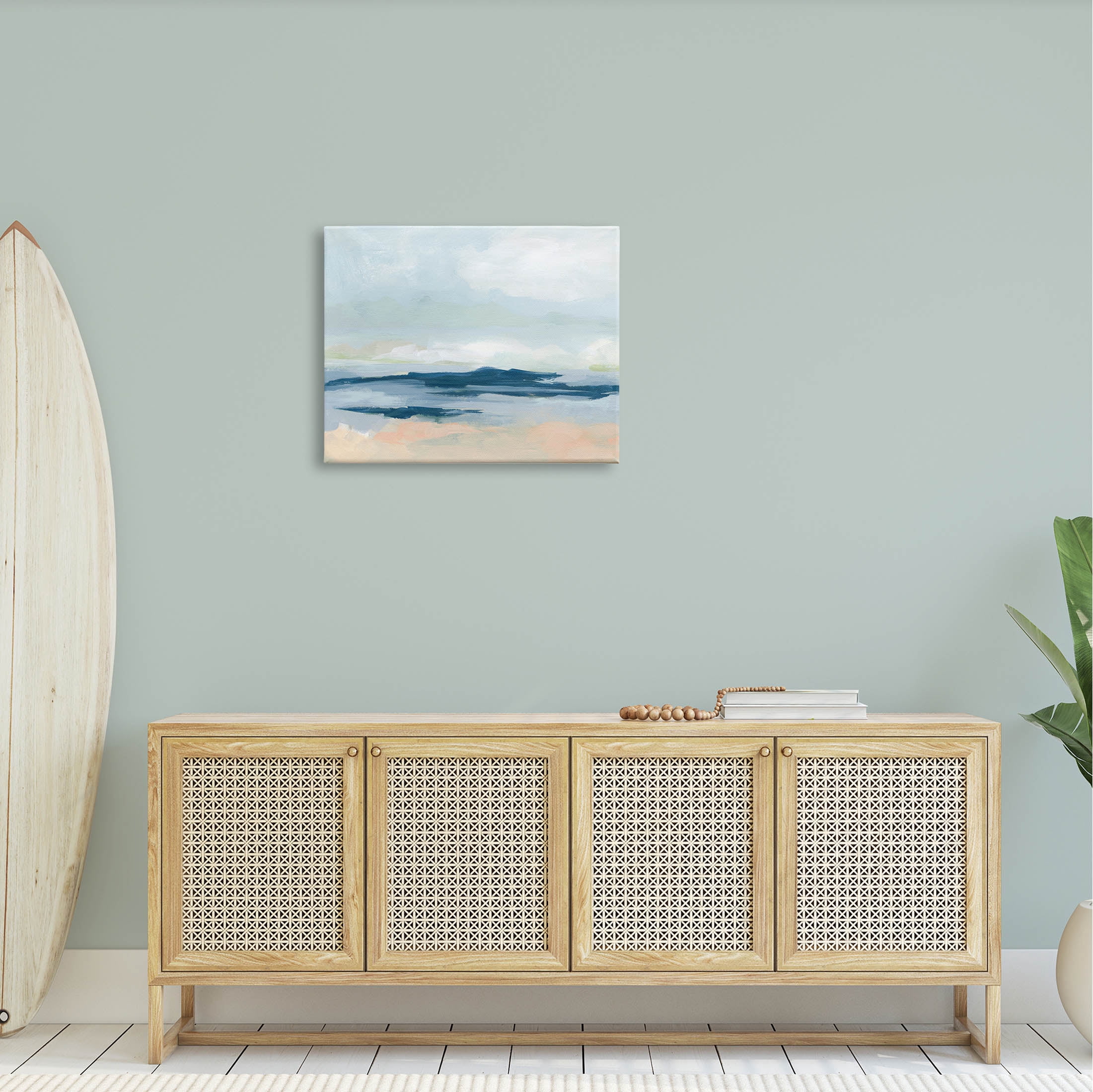 Stupell Industries Abstract Cloudy Ocean Landscape Painting Gallery Wrapped Canvas Print Wall Art, Design by June Erica Vess