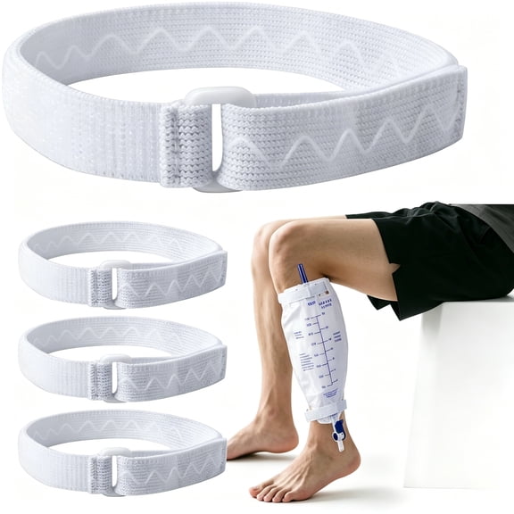 XIRQI Anti-Slip Catheter Leg Bag Strap,16 in / 40 Cm | Silicone Grip,Adjustable Hook-And-Loop | Thigh Placement,Extended Fit for Foley Drainage Bags | Reusable,Washable 4Pcs