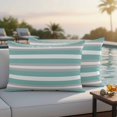 thumbnail image 4 of Aqua Grey Stripe Outdoor Waterproof Pillow Covers, Minimalist Farmhouse Striped Decorative Rectangle Throw Pillowcase Sofa Cushion Sham for Patio/Couch/Chair, 20"x12" 2 Pack, 4 of 8