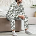 thumbnail image 7 of Naloa Palm Trees Zebra Men’s Pajamas Set - Long Sleeve Button Down Sleep Shirt and Pajama Bottoms Sleepwear Set-Small, 7 of 7