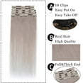 thumbnail image 2 of MY-LADY 8Pcs 18Clips Clip in Hair Extensions Human Hair for Women Double Weft Brazilian Remy Straight Human Hair Clip in Hairpiece 10inch #GREY, 2 of 8