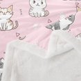 thumbnail image 4 of Pink Cat Throw Blanket for Couch Kawaii Animal Fleece Blanket, Cute Hearts Sherpa Blanket White Kitten Paws Blanket, Cartoon Animal Pet Bed Blanket Geometry Triangle Decor, 4 of 6