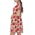thumbnail image 2 of Naloa Cute Strawberry Print Womens Summer A-Line Dress with Pockets,Short Sleeve Dresses,Flowy Beach Swing Dress for Vacation Travel, 2 of 6