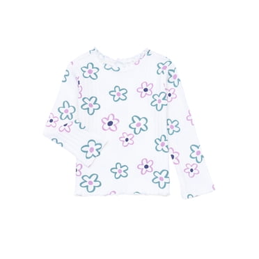 Garanimals Toddler Girl Long Sleeve Lettuce Neck Printed T-Shirt, Sizes 18M-5T
