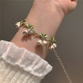 thumbnail image 4 of Pendientes de orquídea de lirio blanco, pulsera, collar, pendientes de primavera con bosque de hadas, cadena de clavícula para niña, delicados pendientes con clip, 4 of 6