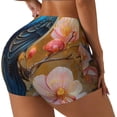 thumbnail image 1 of Balery Bluebird Blossom Elegance Pantalones cortos de entrenamiento estampados para mujer, sin costuras, ajustados, para gimnasio, yoga, correr, deportes, ejercicio activo, fitness.-Large, 1 of 8