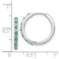 thumbnail image 2 of 14k White Gold Diamond & Emerald Hinged Hoop Earrings, 2 of 2