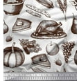 thumbnail image 1 of Soimoi Crepe Silk Fabric Fruits,Non Veg & Cake Slice Food Fabric Prints By Yard 42 Inch Wide, 1 of 1