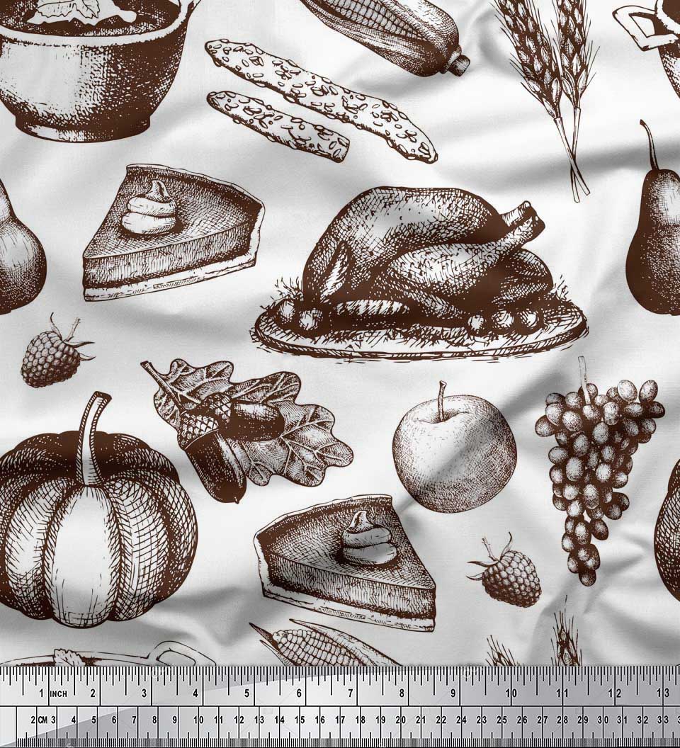 Soimoi Japan Crepe Satin Fabric Fruits Non Veg Cake Slice Food Decor 