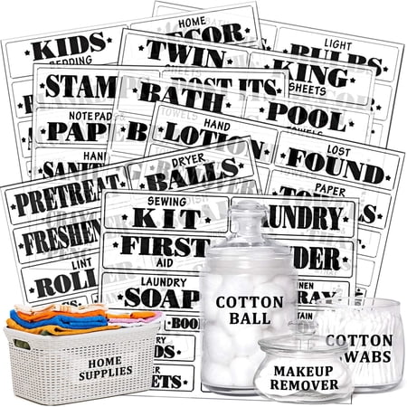 Empty Room Label 170 Pieces Laundry Room, Linen Closet Home Canister Office Organization ...