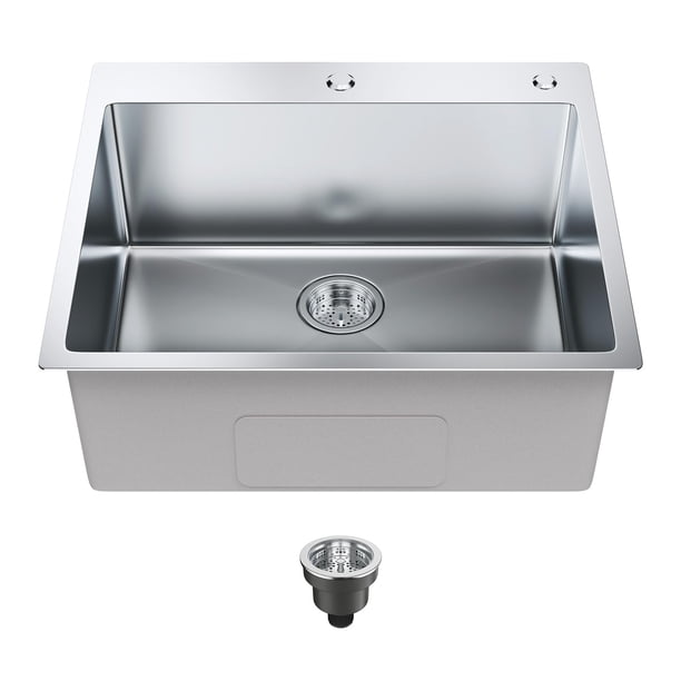 Fregadero de cocina VEVOR 304 de acero inoxidable con soporte superior de 63 x 55 cm