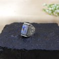 thumbnail image 3 of Tibetan Silver Real 925 Sterling Silver Ring for Men Women Genuine Moonstone Gemstone Finger Ring, 3 of 5