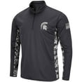 thumbnail image 2 of Men's Colosseum Charcoal Michigan State Spartans OHT Military Appreciation Digital Camo Lightweight Quarter-Zip Pullover, 2 of 4