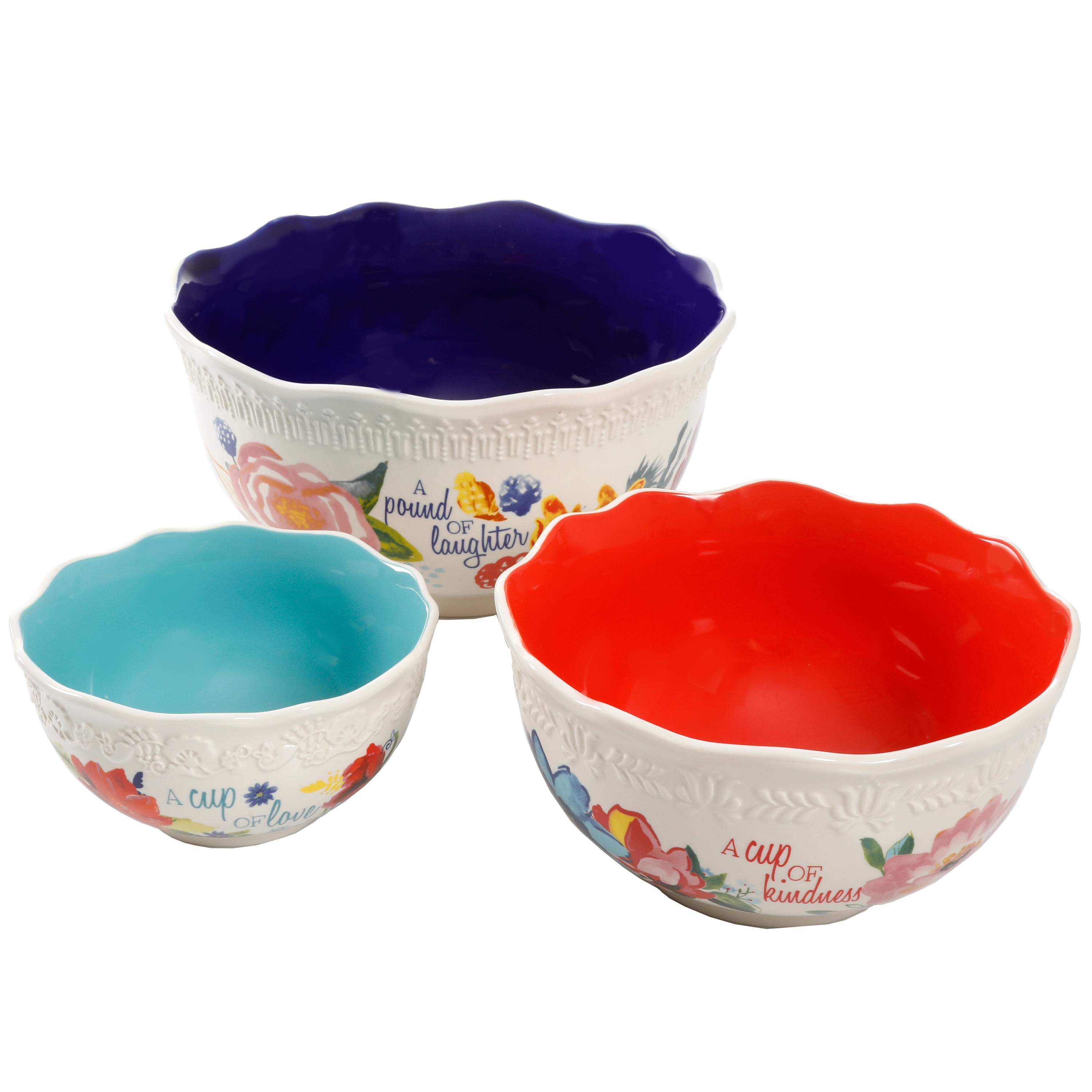 The Pioneer Woman Celia 3-Piece Sentiment Serving Bowl Set