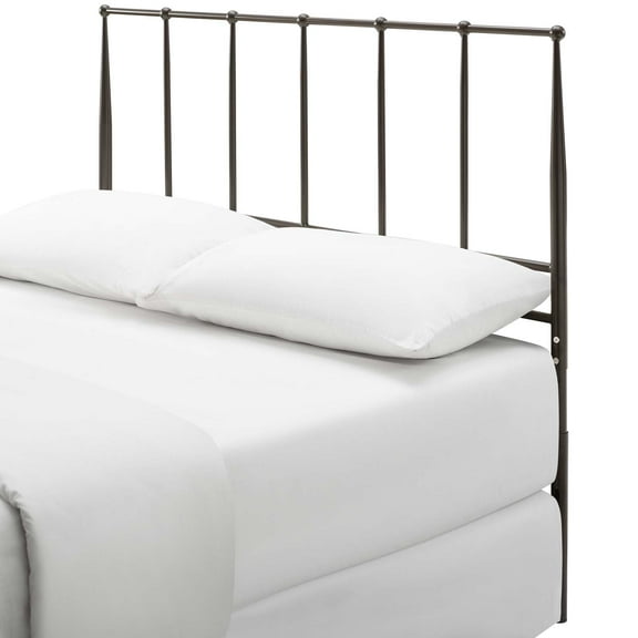 Contemporary Modern Urban Designer Bedroom Queen Size Headbaord, Stainless Steel Metal, Brown