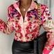 thumbnail image 1 of Blusas De Verano Blusas básicas estampadas Camisa con cuello en V Mujer Manga larga Traje diario (Rosa XXL) Cgtredaw Para estrenar, 1 of 1