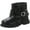 Black, variant on Toddler Girls Fashion Fold Over Ankle Boots Kids Wide Toe Box Mid Calf Leather Dress Booties with Buckle Strap