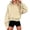 Khaki, variant on Women's Oversized Solid Cropped Hooded Sweatshirt Drawstring Cinched Hem Fleece Long Sleeve Pullover Hoodie with Kangaroo Pocket Casual Fall Daily Tops XXL