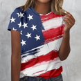 thumbnail image 1 of Fiudx Ofertas Relámpago Blusa de Manga Corta con Estampado de Día Independiente para Mujer, Blusa con Cuello Redondo, 1 of 5