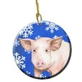 thumbnail image 1 of Pig Winter Snowflakes Holiday Ceramic Ornament, 2.81 Dia, 1 of 1