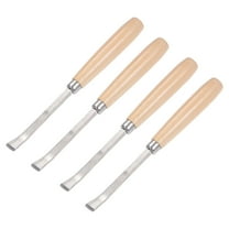 Uxcell 11mm Tip 6.5" Length Carbon Steel Curved Straight Tip Wood Handle Wood Carving Chisels 4 Pack
