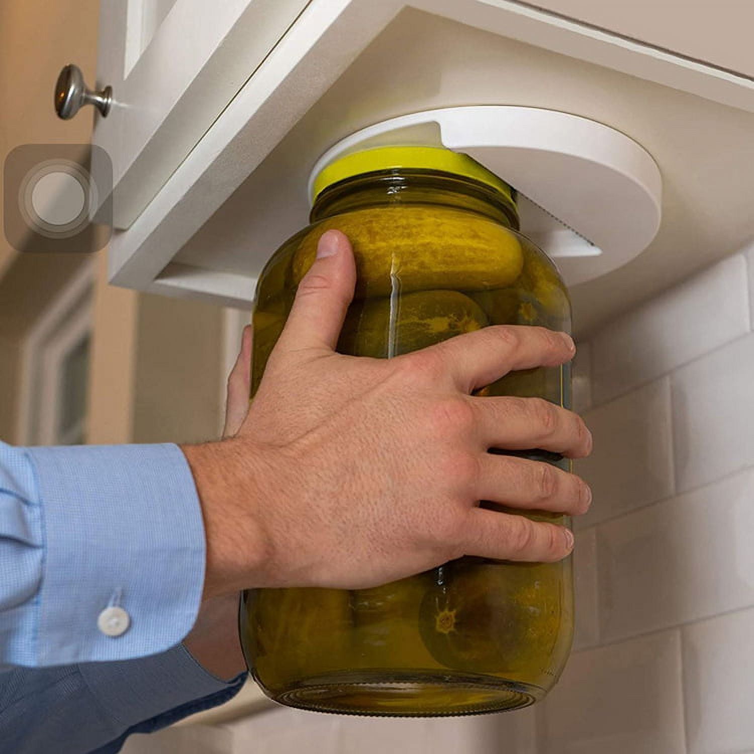 Jar and Bottle Opener for Underneath Kitchen Cabinet Mounting