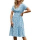 thumbnail image 3 of Txlixc Vestido de Verano para Mujer, Estampado Floral Cuello en V Manga Corta Falda Casual de Cintura Delgada para Damas, 9 Colores Txlixc  Estilo de ocio, 3 of 7