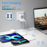 2 Pack European Plug Adapter USB C, Meromore US to Europe Adapter 4 USB Charger, Type C International Power Adaptor to Italy Spain France Portugal Iceland Germany, Europe Travel Essentials