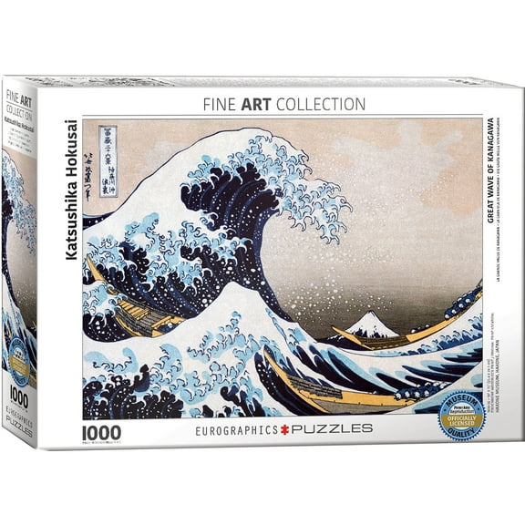 Eurographics: Great Wave Off Kanagawa by Hokusai - 1000 Piece Puzzle - Adult Jigsaw, 19.25x26.6" Assembled, Fine Art Print, Quality Recycled Materials