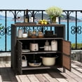 thumbnail image 2 of Costway Patio Rattan Storage Cabinet with Acacia Wood Countertop Open Shelf 2 Door Cabinet Mix Brown, 2 of 10