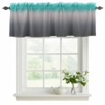 thumbnail image 2 of Turquoise Grey Ombre Valances for Windows, Decorative Rod Pocket Window Valance Curtains, Teal Modern Geometric Striped Abstract Art Short Curtain Drapes for Living Room, 2 Panels, 60" W x 18" L, 2 of 8