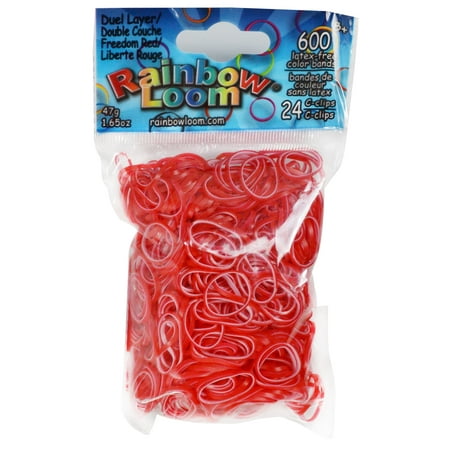 Rainbow Loom® Dual Layer Collection: Freedom Red Rubber Bands with 24 C-Clips (600 Count)